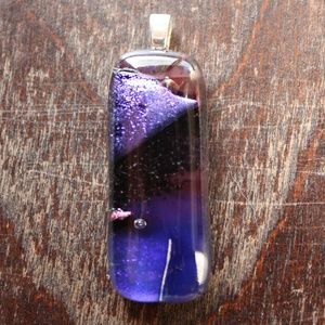 💜Handmade Metallic Purple Dichroic Glass Pendant